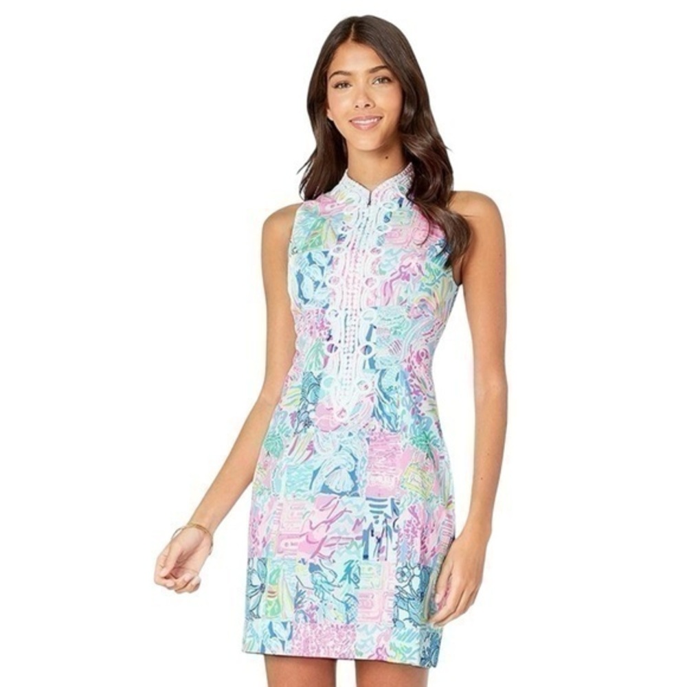 Lilly Pulitzer Alexa Shift Mini Dress with Multi Pop Up Summer Remix Patch 💕